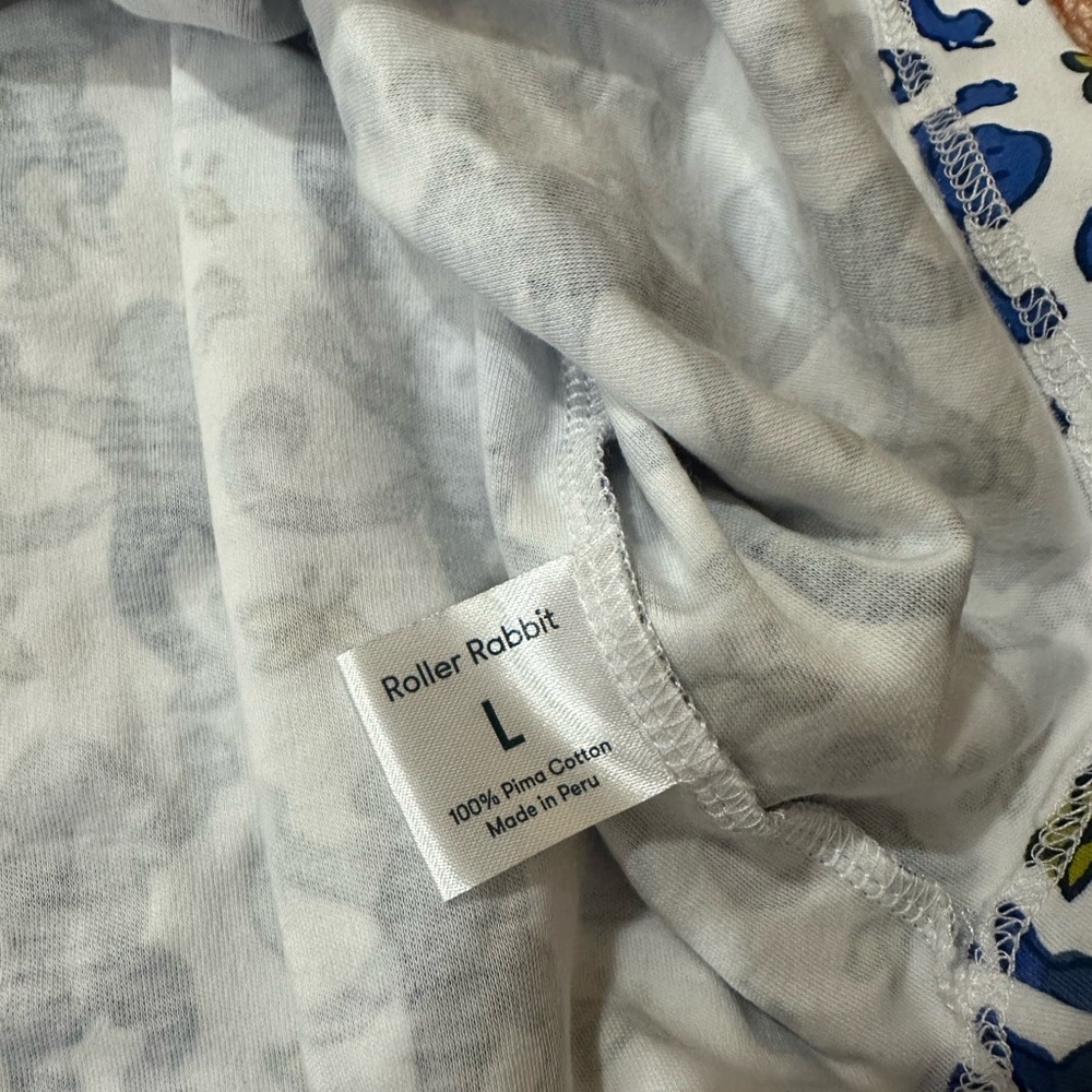 Roller rabbit the originals monkey polo pajama TOP only blue size large NWOT - Picture 5 of 7